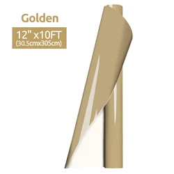 Premium Heat Transfer Vinyl Roll - 12in x 10ft - Ideal for T - Shirts, Fabric, Pillows, and Crafting (Golden)