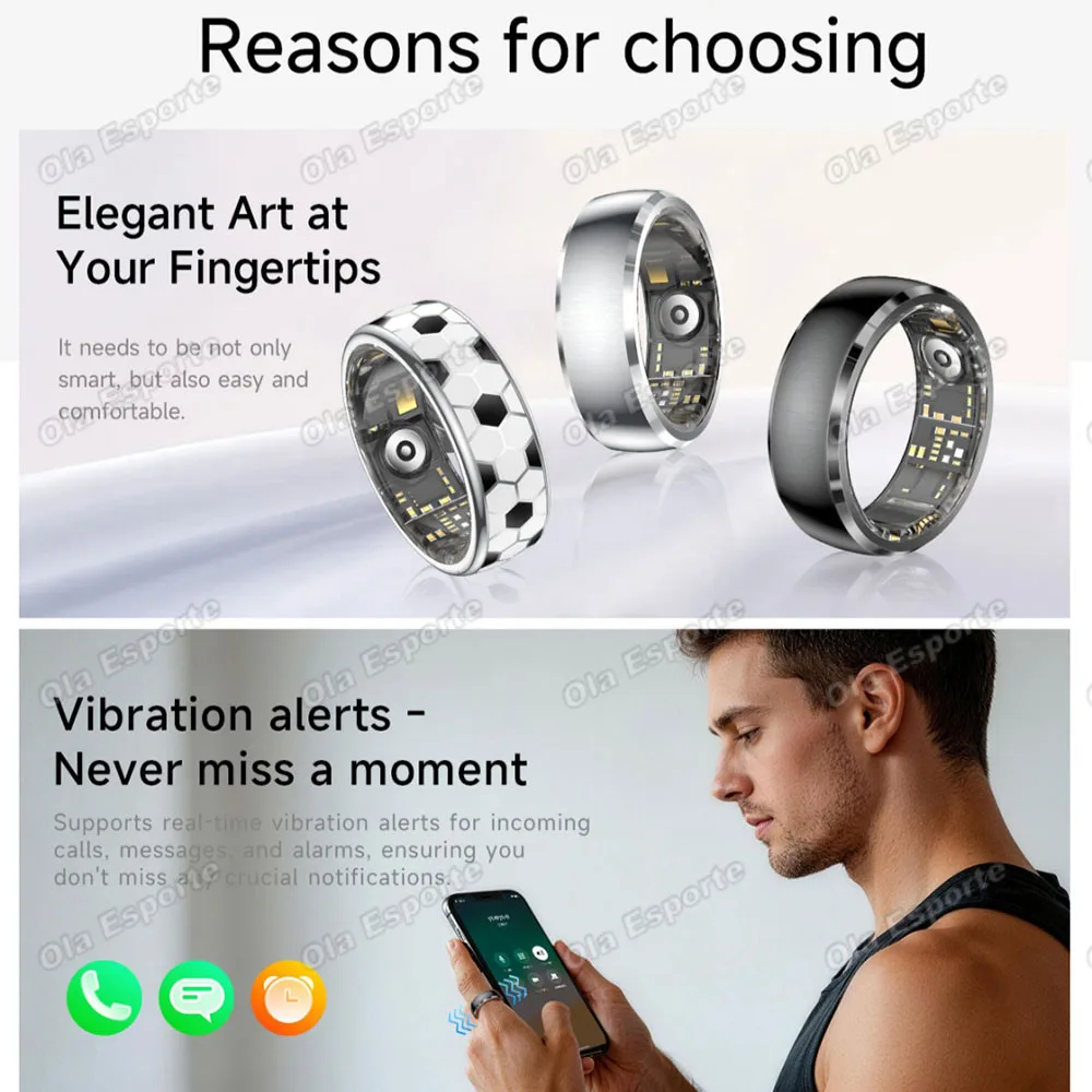 2026 New Smart Ring Information Vibration Reminder Heart Rate Sleep Monitoring For Men Women Football Style SmartRing Waterproof 4