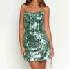 Mira Sequin Backless Tie-Up Slip Dress 1