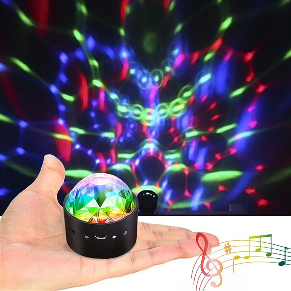 Mini boule disco lumière USB, disco ball LED party lamp, commande vocale
