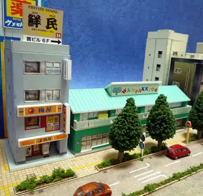 1:150 N-Scale Japanese Building Diorama 3D Paper Model Scene DIY Handmade Ornaments Ushii Hotel and Kindergarten