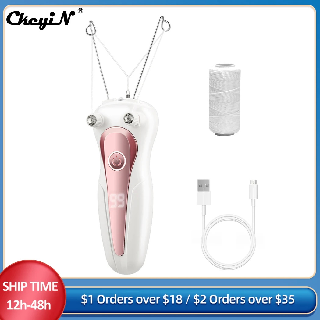 CkeyiN Cotton Thread Epilator For Women USB Rechargeable Female Body Leg Face Electric Epilator Mini Hair Remover For Ladies