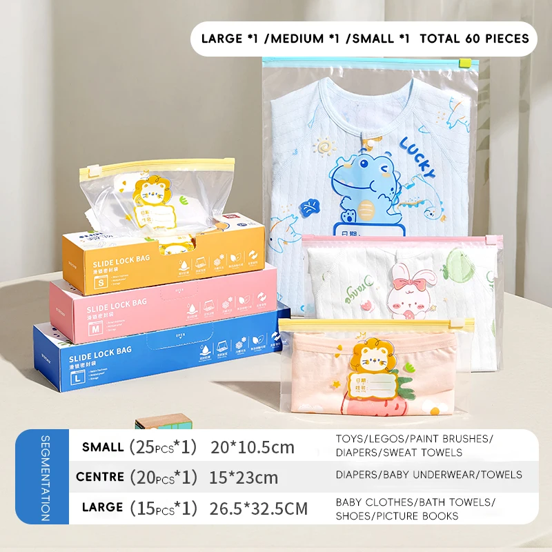20PCS Travel Storage Bags Set - Clear Cartoon Ziplock Bags For Clothes, Shoes, Toiletries (5 Sizes, Waterproof) - View #9
