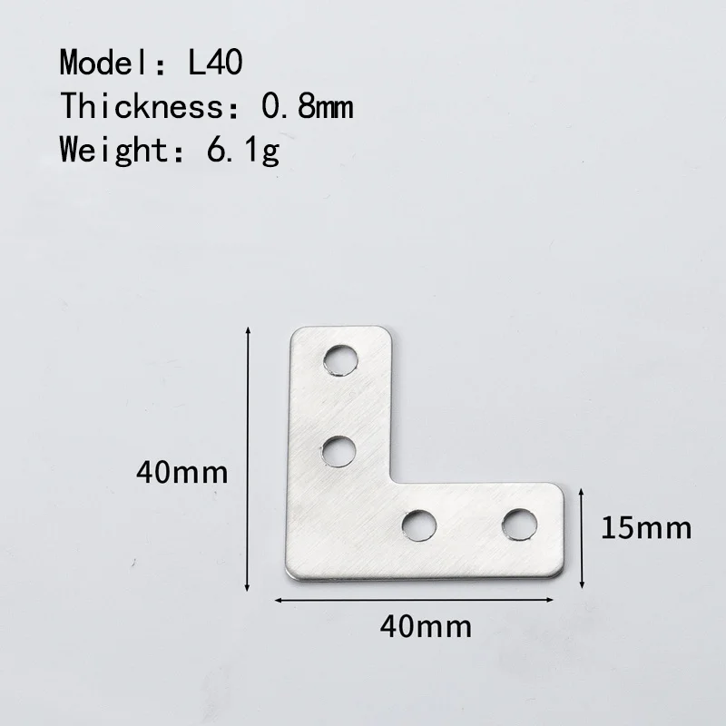 תושבת פינה בצורת L מפלדת אל-חלד בזווית ימין, תושבות מסגרות עץ מחבר שולחן ארון רהיטים תיקונים תומכות