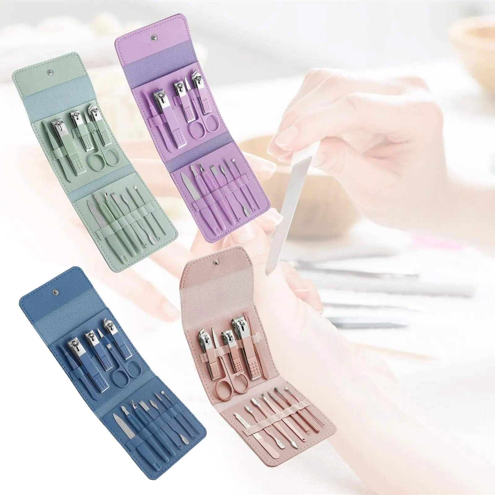 12Pcs/Set Manicure Set Household Scissors Nail Cutters with Travel Case 4