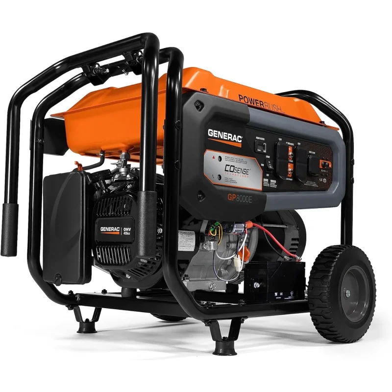 

Generac 7715 GP8000E 8,000-Watt Gas-Powered Portable Generator - Electric Start with COsense - Powerrush Advanced Technology - R