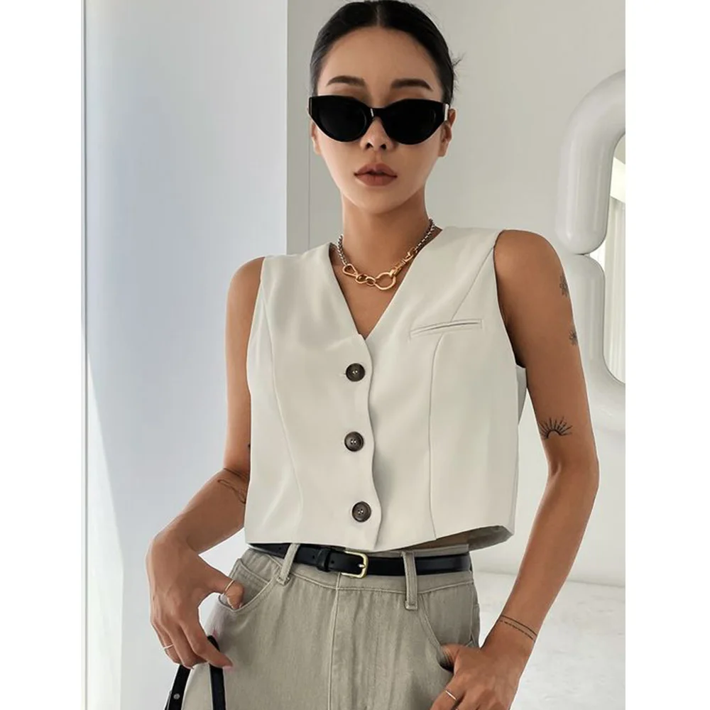 Women Vest Slim Sleeveless Woman Vest Single-breasted Fashionable Womans Clothing Stylish and Commuting Jackets for Women 2023