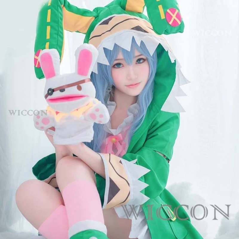 

Date Live Yoshino Cosplay Costume W Green Hooded Women Girls Coat Halloween Costumes Socks DATE A LIVE Yoshino Cosplay Wig Shoes