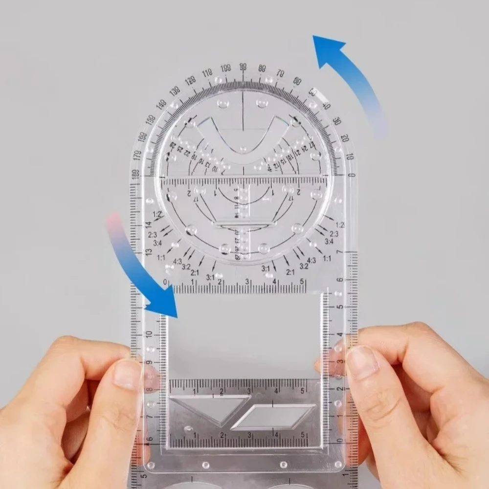 학생용 투명 드로잉 눈금자 기하학, 건축가 미술 디자인 드로잉 서클, 드로잉 도구, 측정 체중계, 카와이 눈금자