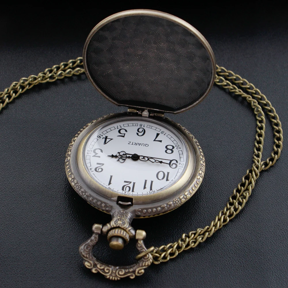 Vintage Wizardry School Pocket Watch Digital Pendant Chain Clock for Women and Men