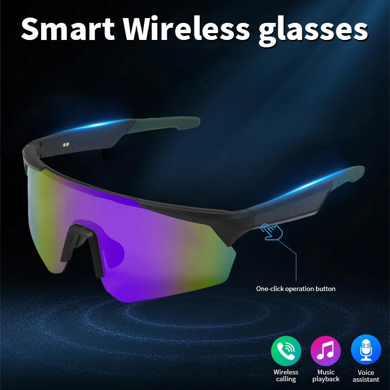 LIGE New Camera Smart Glasses Bluetooth Voice Assistant Music Glasses Smart Sports UV Protection Sunglasses Anti-Blue Eyeglasses