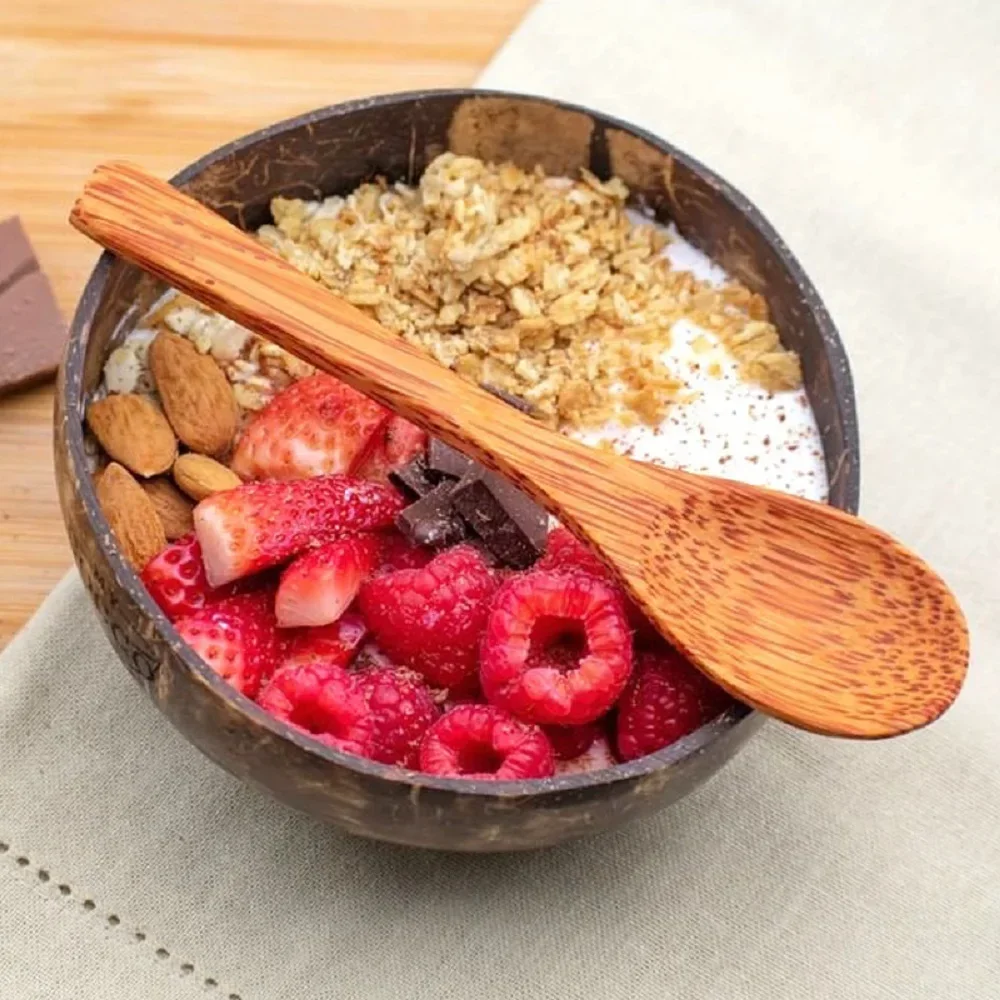 Coconut Bowls 1 natural coconut shell bowl Large container Fruit salad dessert Southeast Asian cutlery Specialty tableware