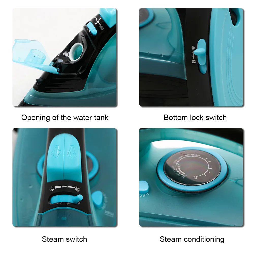 Steam Iron for Clothes,220V 2400W Handheld Electric Iron ,Wireless, Adjustable Temperature,Titanium Infused Ceramic Soleplate 4