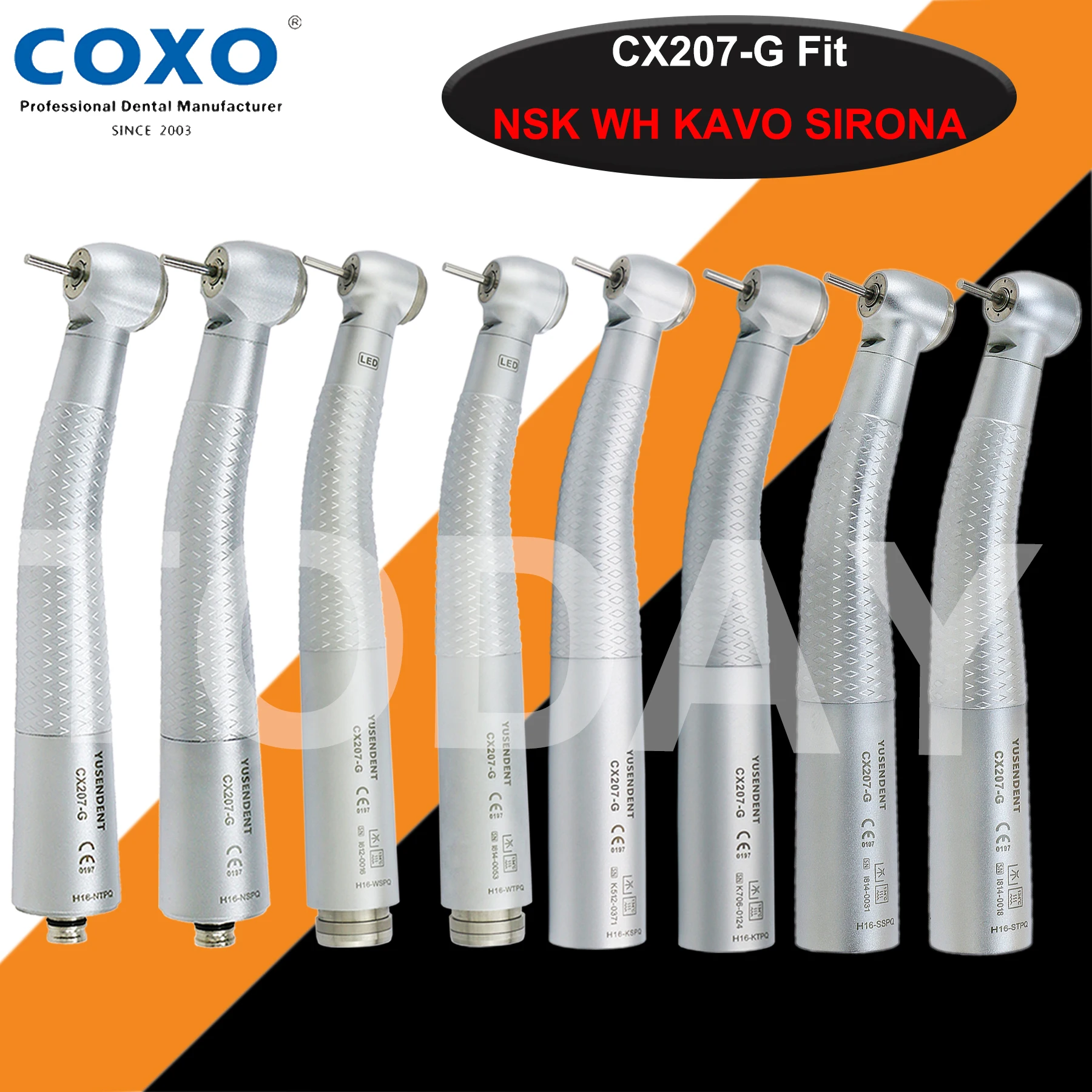 

COXO Dental Turbine Fiber Optic High Speed Handpiece Air Turbine Standard/Torque Head 6 Pin LED Coupling Fit KAVO WH NSK Sirona