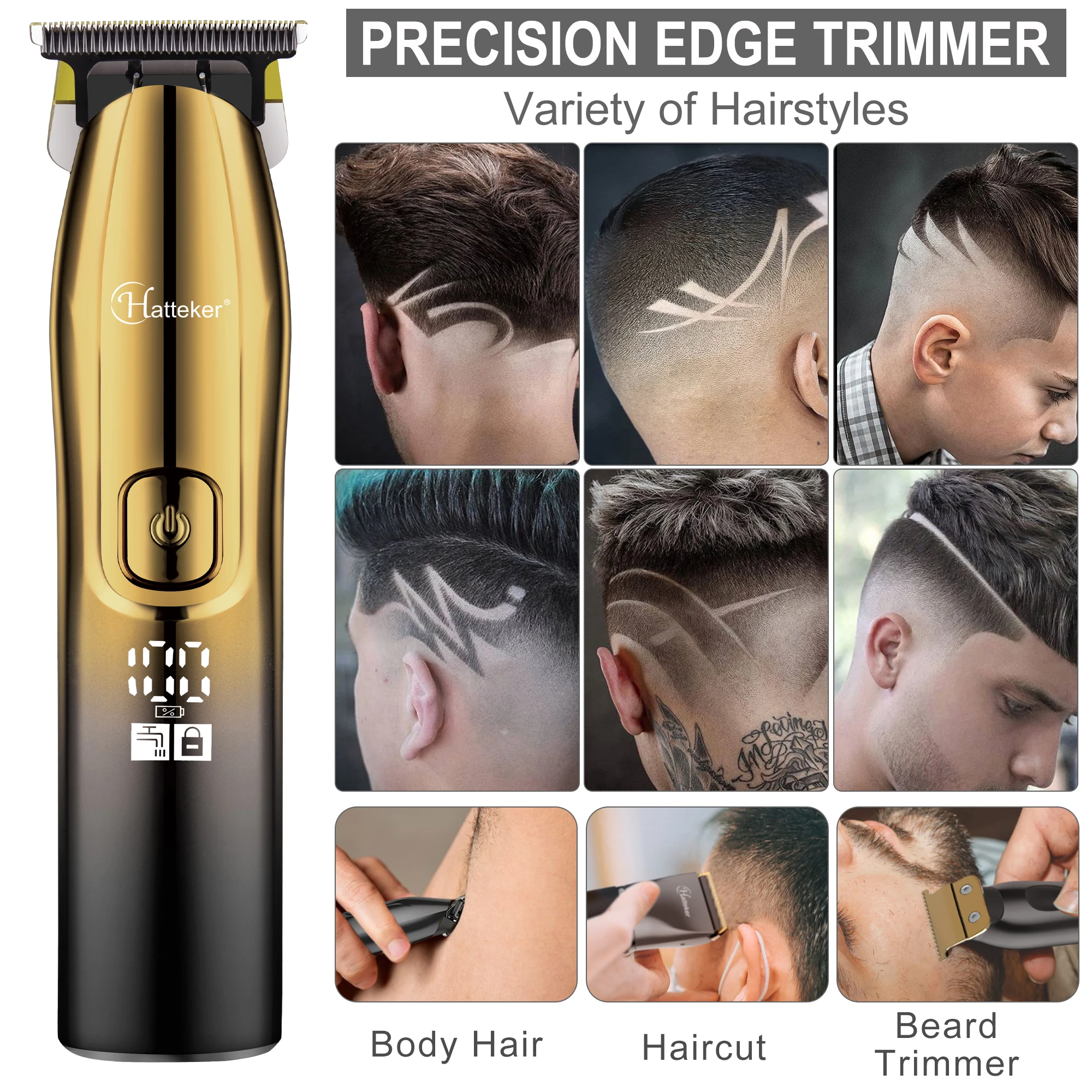 Description Picture 6 of itemHatteker men hair clipper 2 machine set rechargeable electric shaver for men body hair trimmer hair cutting machine 2 set