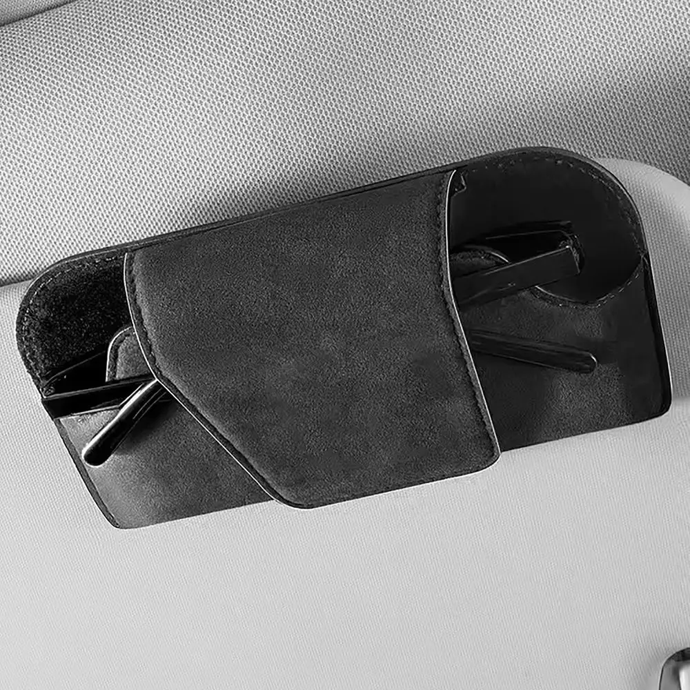 Sunglasses Holder Car Storage Tools Sun Visor Glasses Holder Multi-functional Wear-Resistant Auto Sunglasses Holder Cowhide Car Storage Box