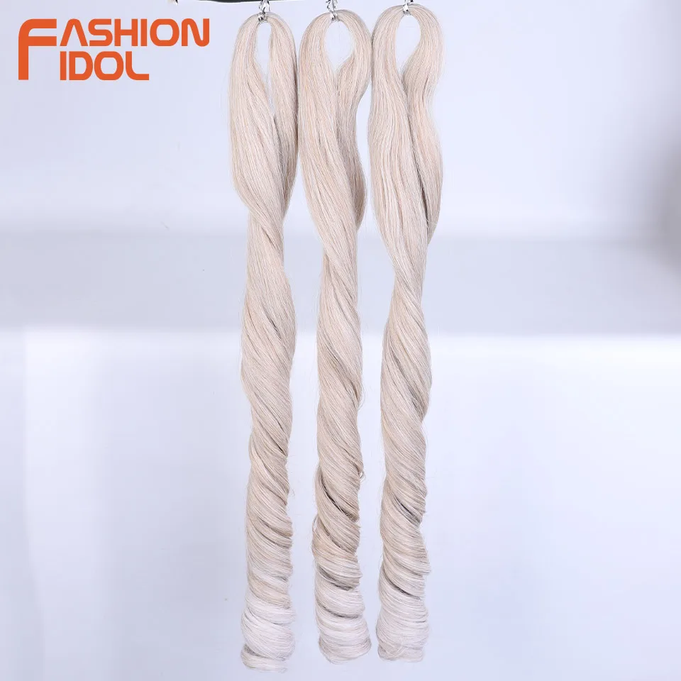 FASHION IDOL 18 Inch French Curly Crochet Braiding Hair Synthetic Blonde Loose Wave Braids Hair Spiral Curls Hair Extensions 2