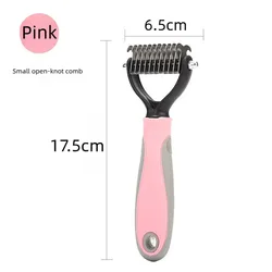 Enhanced Pet Deshedding & Grooming Tool - Double Sided Stainless Steel Brush (Pink - S)