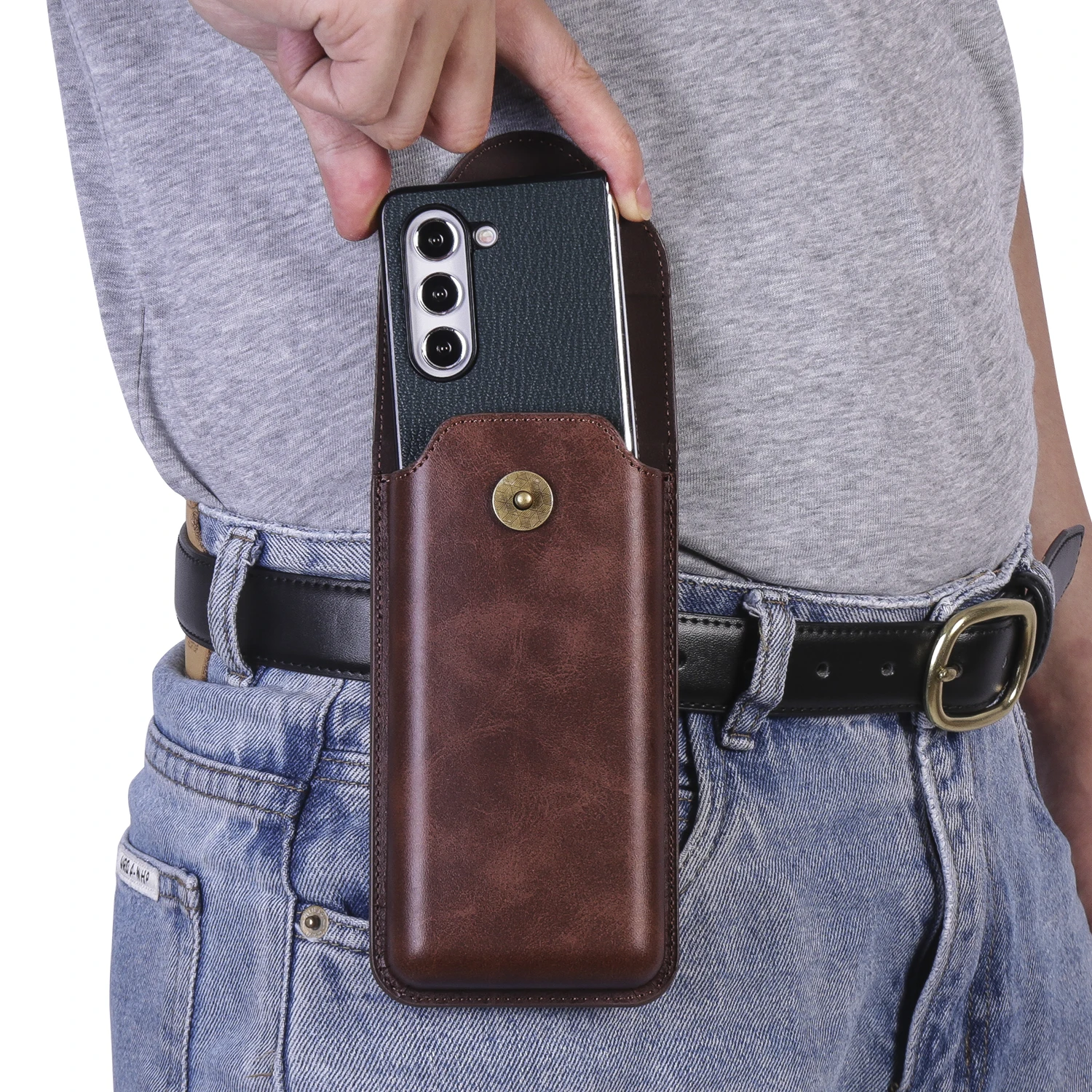 Luxury Leather Belt Clip Case Men Waist Bag Holster Pouch Cover