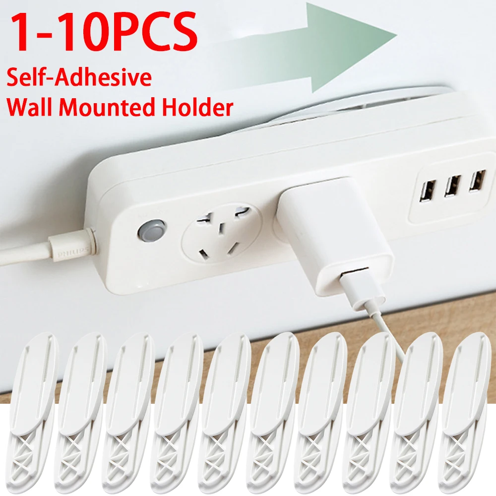 Self-Adhesive Desktop Socket Fixer Cable Organizer Wall Hanging Power Strip Holder Fixator Plug-in Removable Wall-Mounted Fixer electrical power socket,electrical sockets,socket holder