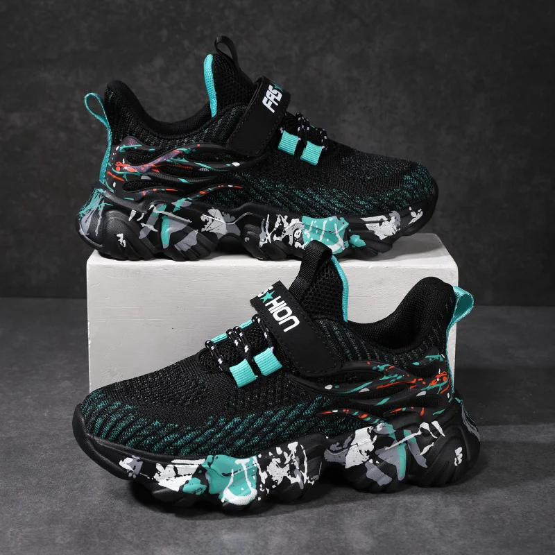 Children Sneaker Boy Shoes Sports Casual Breathable Lightweight Knit Mesh Kids Tennis Shoes Boy Sneaker