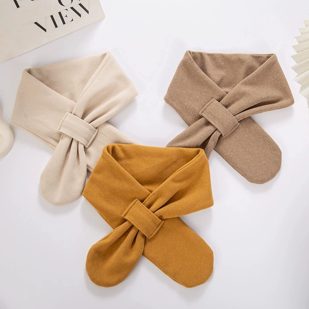 인조 캐시미어 베이비 스카프 벨벳 넥커치프 솔리드 키즈 넥 스카프 트위스트 보우  넥 워머 어린이 여아 겨울용