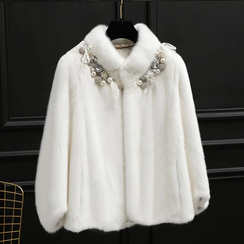 

Общая шуба, шуба из меха норки, короткая женская одежда 2023, верхняя одежда, куртка, пальто, зимнее пальто, новая модная модель с воротником-стойкой