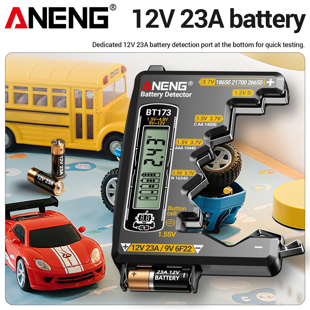 Testeur de Batterie ANENG BT173 - Détecteur 18650 21700 12V 23A