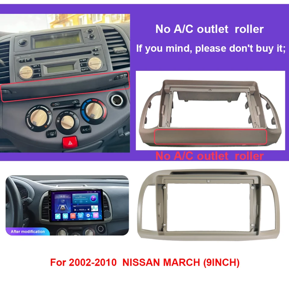 Fascia Per Autoradio 2Din FNERRMEVC - Per Nissan March/Micra K12 2002