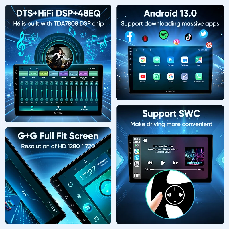 Ainavi 2Din Android 13 Car Radio For Toyota RAV4 RAV 4 XA40 2012- Multimedia Player Stereo Carplay Android Auto 4G Wifi DSP