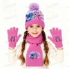 Stitch Knitted Hats for Baby Girls Winter Warm Kids 3pcs/set Children's Beanie Caps Toddler Boys Mickey Hat,Scarf;Gloves Outdoor