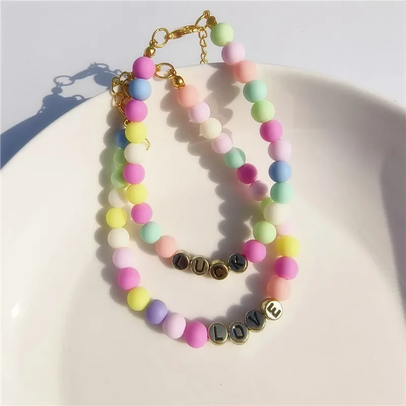 Adjustable Dogs and Cats Name Necklaces Colorful Beaded Pet Decoration Collars Small Dogs Accessories