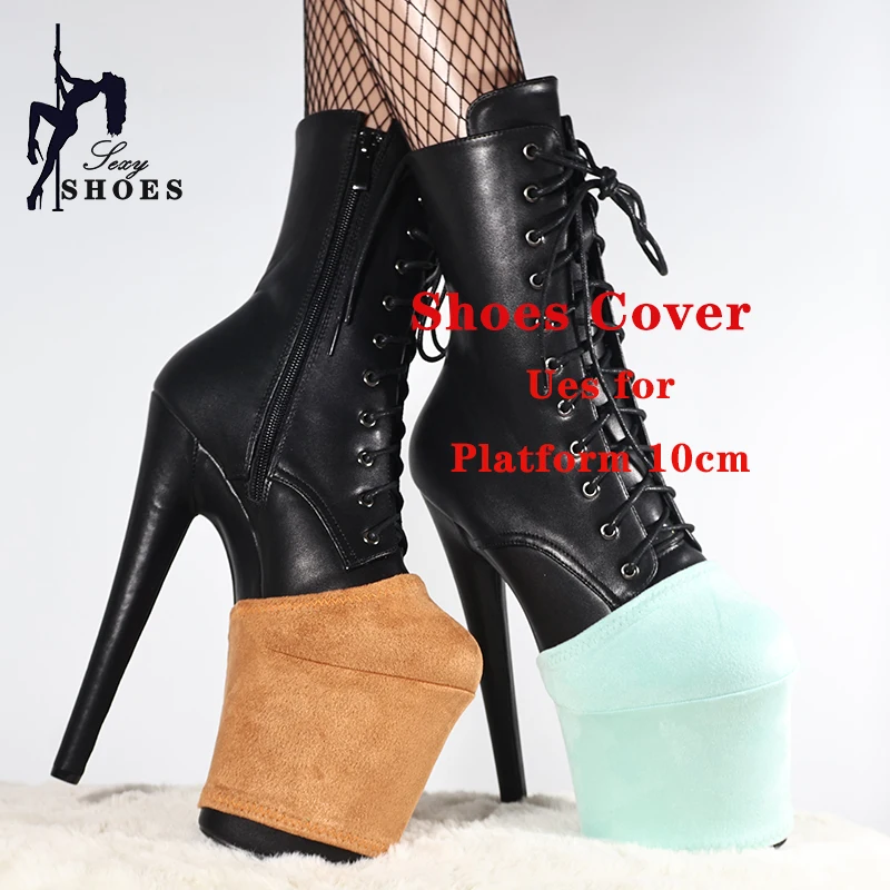 Women Pole Dance Shoes Training Protective Cover Overshoes Platform 10CM Sandals Protectors Suede Wear-Resist Boots Shoes Cover