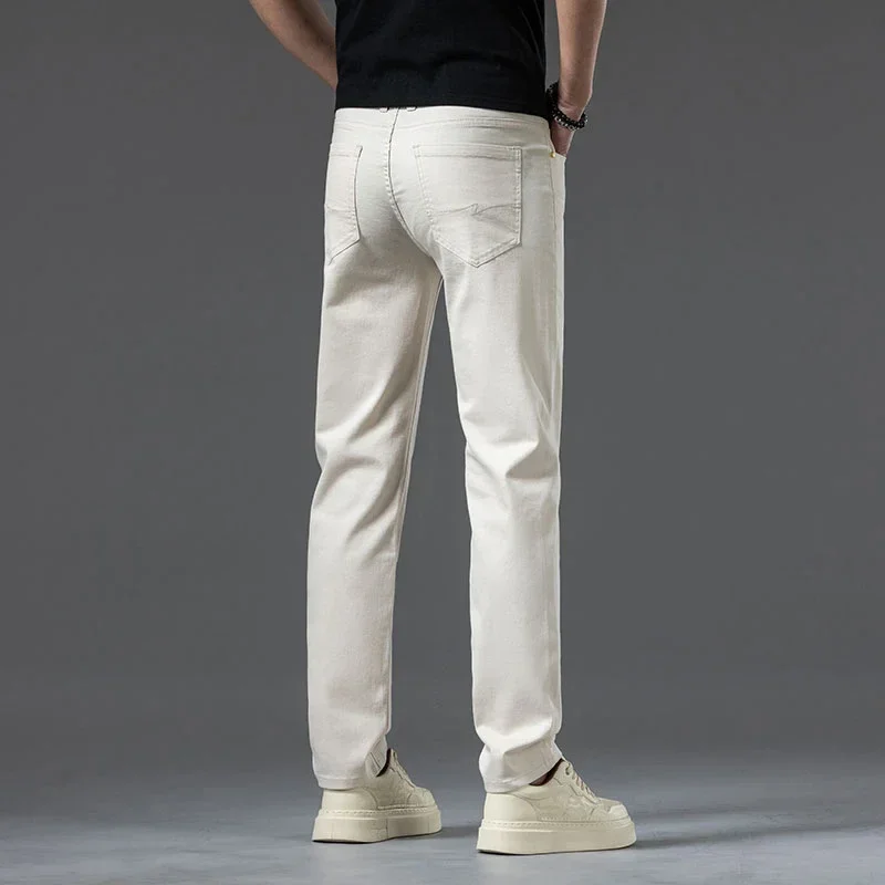Summer New Jeans Cotton Off-white Men's Brand Clothing Stretch Straight Business Fashion Denim Long Pants Classic Style Male 6