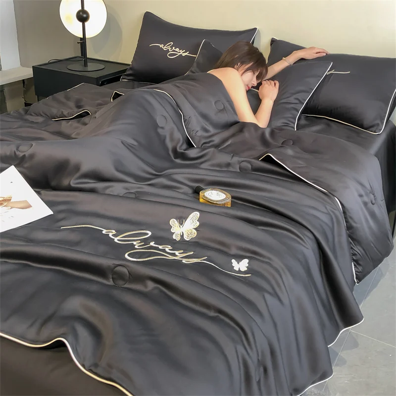 لحاف صيفي رقيق حريري لحاف فاخر على الطراز بطانية ق...