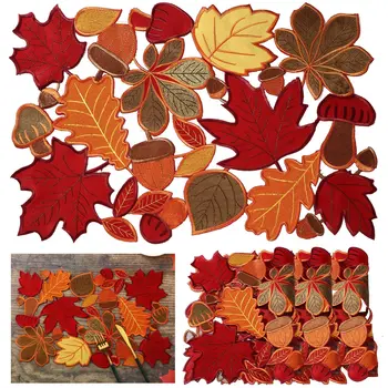Embroidered Maple Leaf Fall Placemats 1