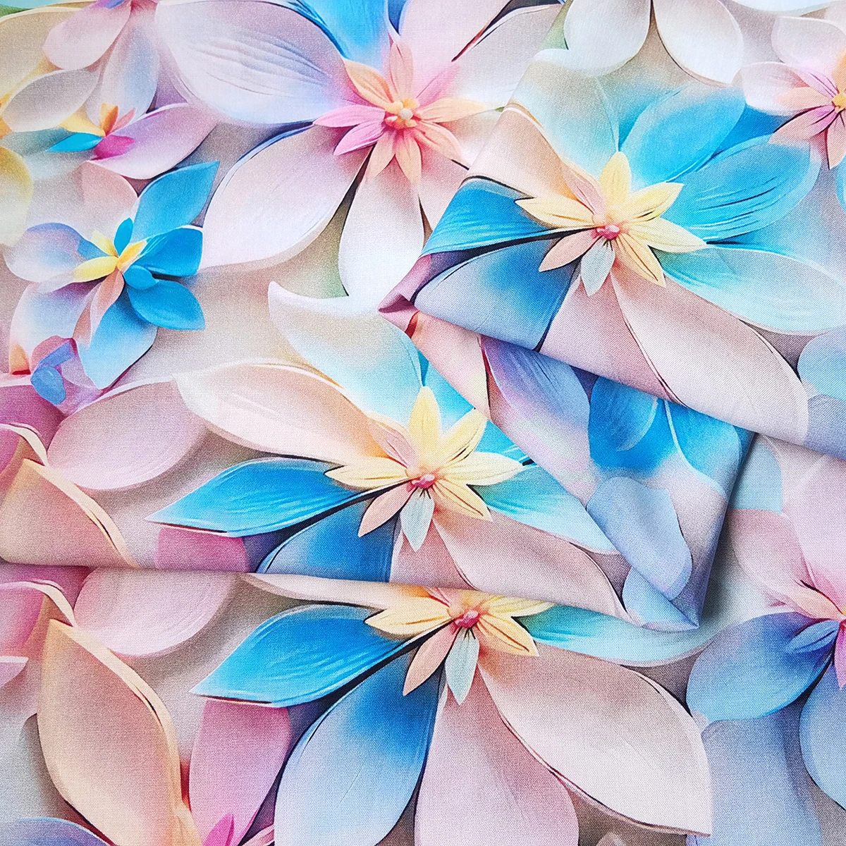 1 Meter x 1,45 Meter schöner, farbiger Blumen-Viskose-Stoff, 100 % Rayon-Material für Kleider und Roben