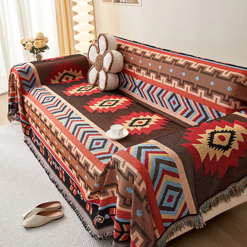 Coperta Morbida Etnica Con Frange E Nappe: Plaid Decorativo Per Divano, Letto E Cameretta (Stile8, 130x160 Cm) - 3