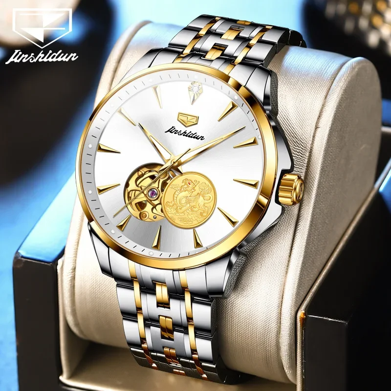 

Jinshidun brand watch fully automatic mechanical watch hollowed out tourbillon fashionable and trendy men's watch