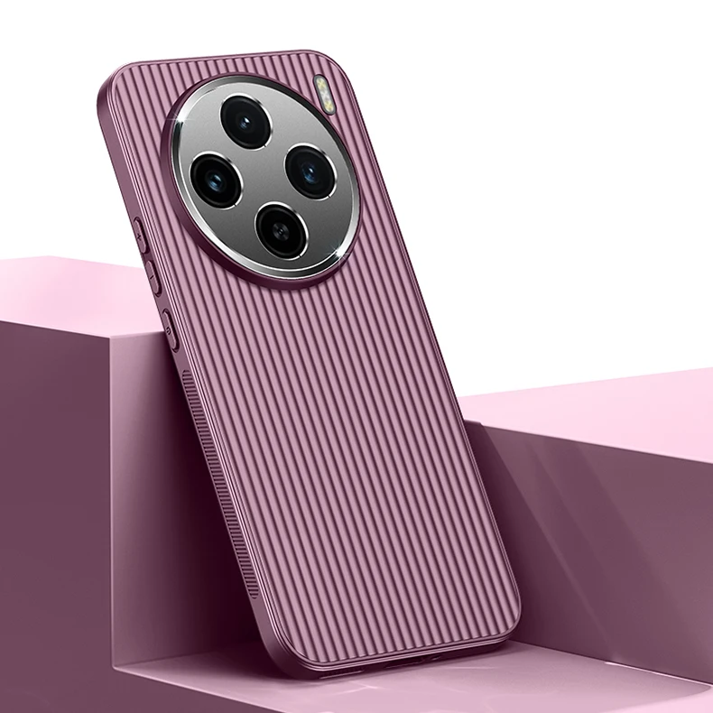 Coque de téléphone pour vivo iQOO 12 11 Neo9 X100 S18 Pro, coque en métal à rayures 3D, protection de l'appareil photo, coque souple mate, anti-chute, antidérapante_voghion.com