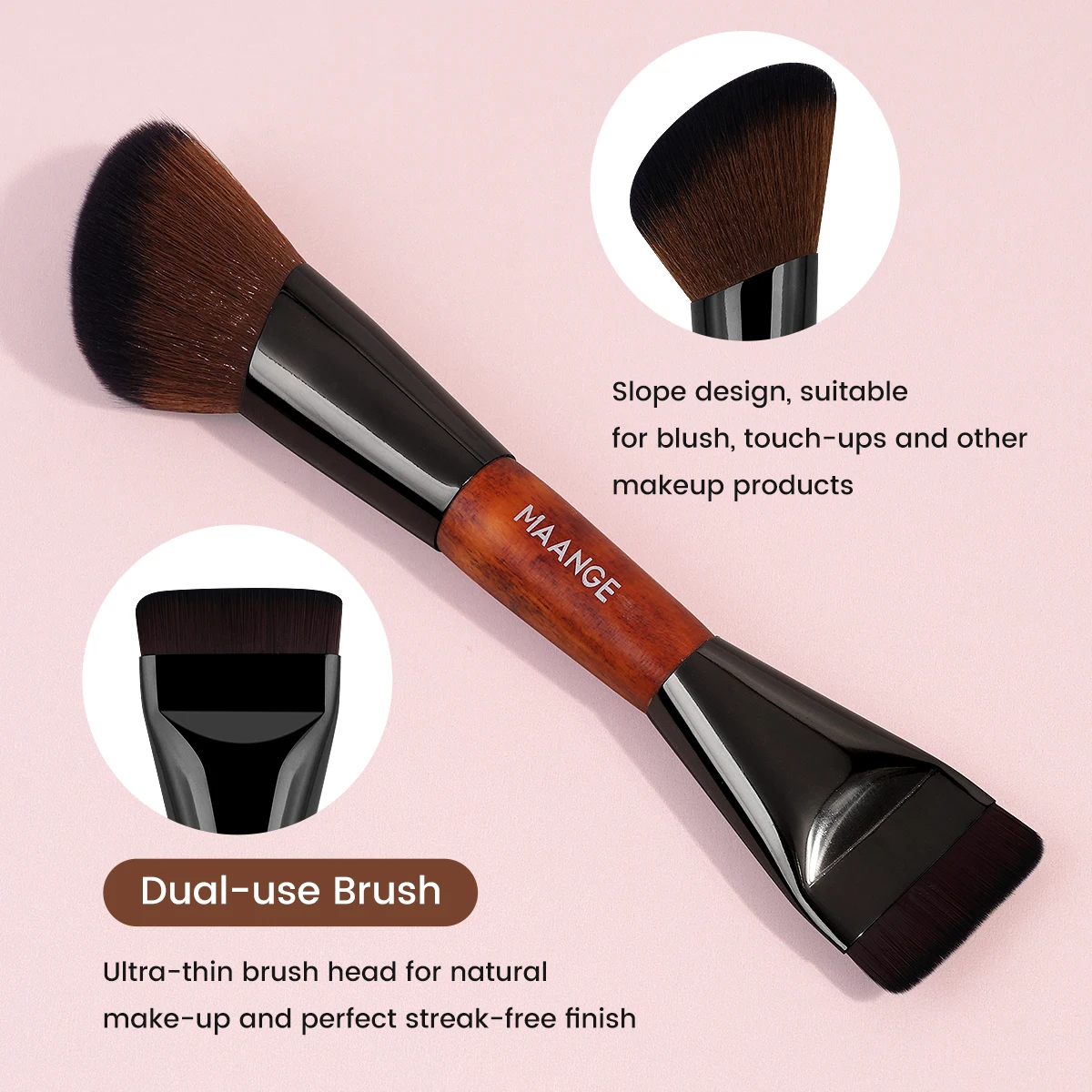 Soft Synthetic Fiber Double Ended Makeup Brush for Liquid Cream Cosmetics