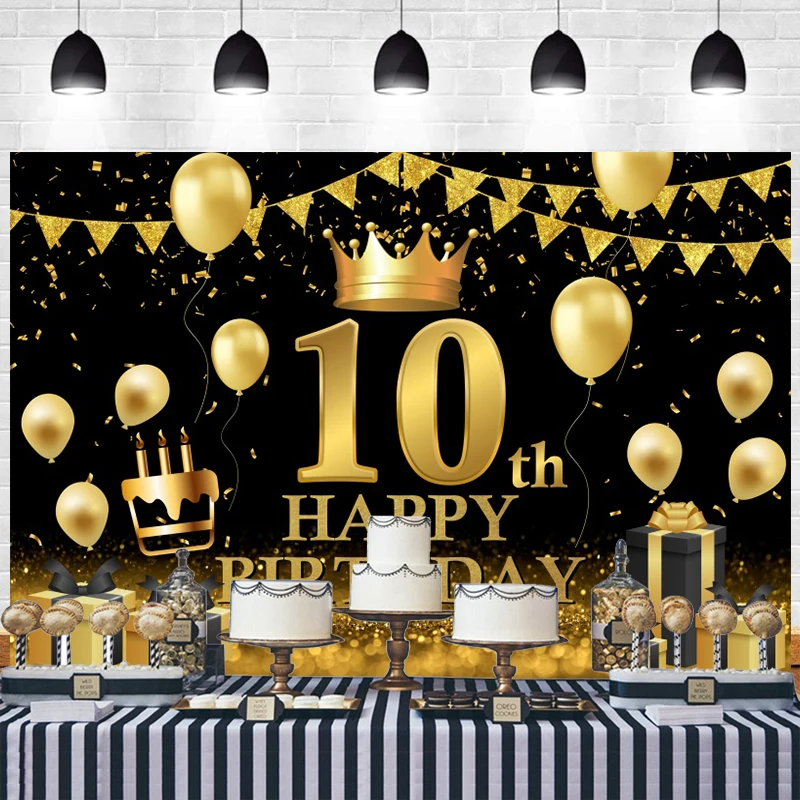 Happy 10th Anniversary Backdrop Boys Girls 10 Years Birthday Party