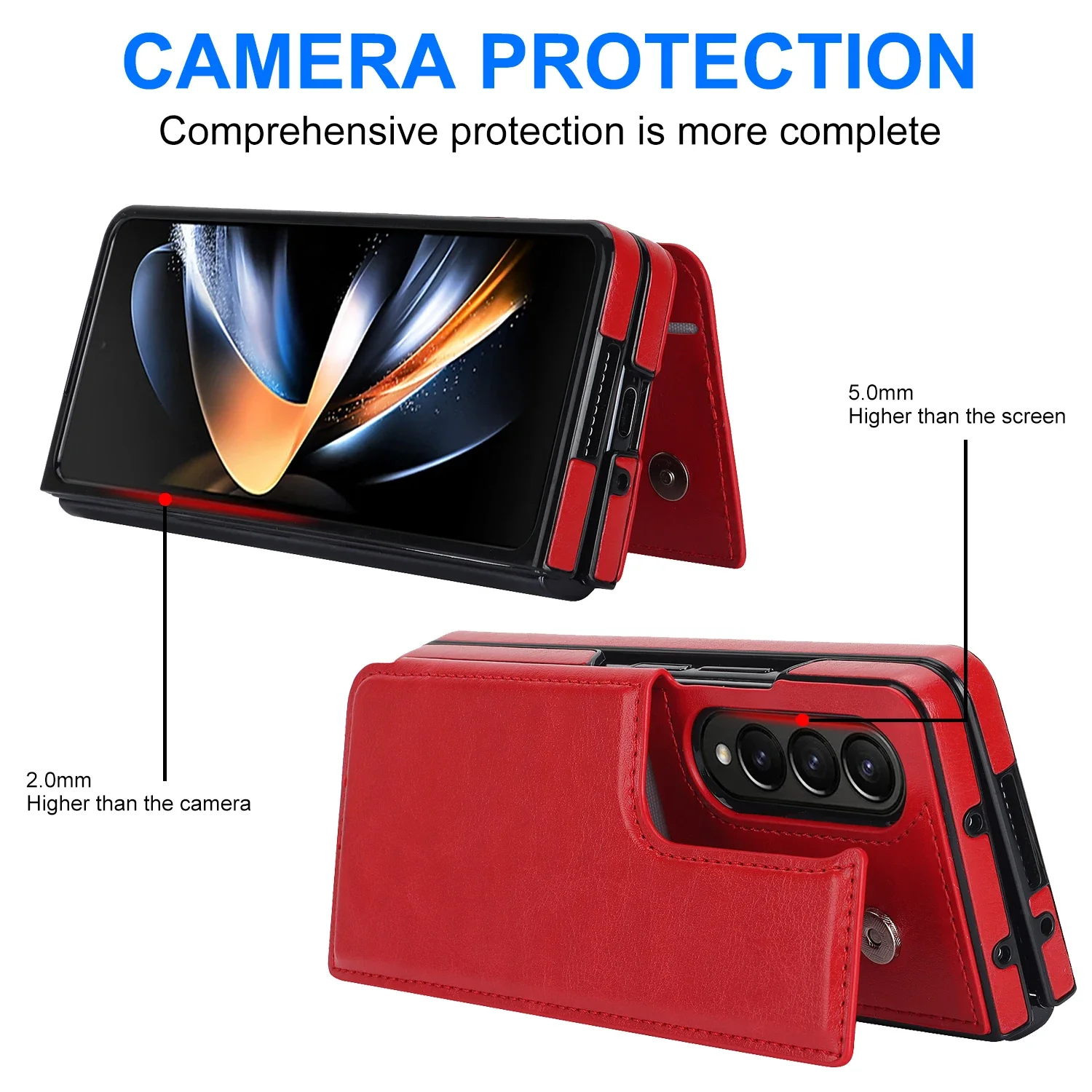 Luxury Leather Folding Card Bag Stand Case - Premium Business Protection Cover
