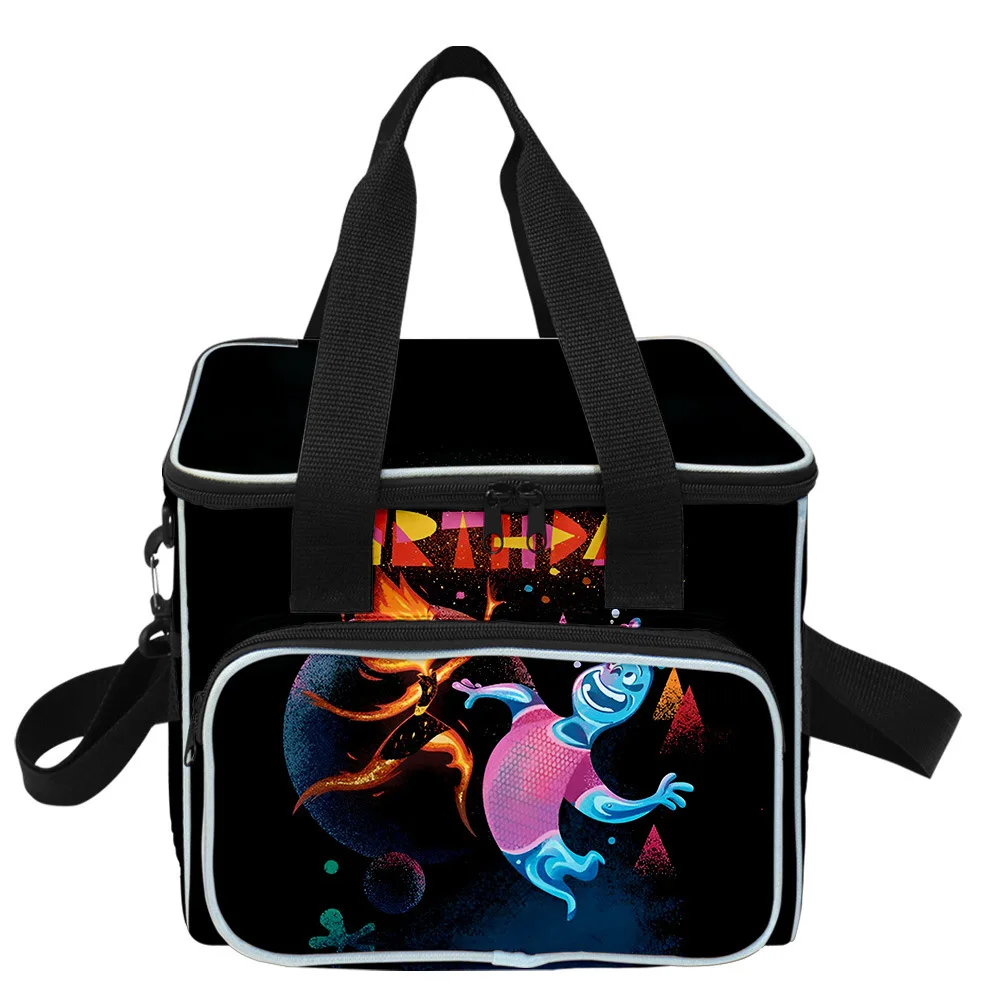 힙합 인기 유행 노벨티 요소 3D 프린트 대형 크로스 바디 런치 백, 보온 식품 핸드백, 아이스 백