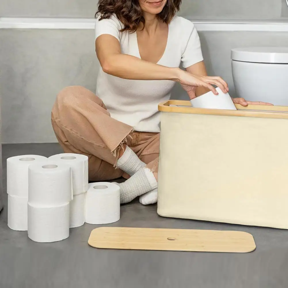 Large Capacity Toilet Paper Storage Basket Organizer With Lid Bathroom Toilet Paper Storage Organizer hold 9 Rolls Of Paper toilet paper holder bathroom organizer shelf