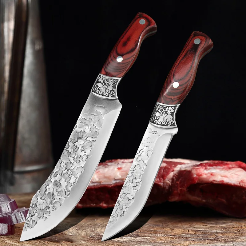 Kitchen Boning Knife Chef Butcher Meat Cleaver Stainless Steel Fruit Paring Knife Cut Meat Pork Beef Fish Wood Handle