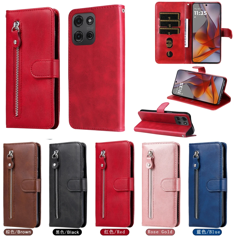 Custodia Portafoglio In Pelle Sintetica Con Supporto Pieghevole Per Motorola Edge 50/40, Moto E15, G04S