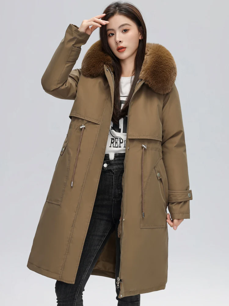 

-30 Degrees 2023 New Winter Jacket Women Coat Removable Long Fashion Hooded Warm Parkas Female Thick Fur Liner Winter Coat Women