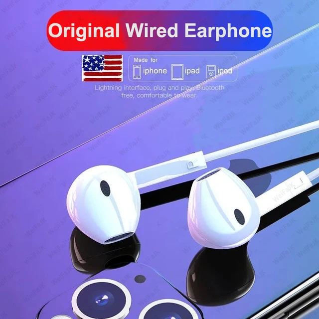 Original Wired Earphone For Apple iPhone 11 12 13 Pro Max X XS XR 6 6s 7 8 Plus Earbuds Earpod 3.5mm Headset With Mic Headphones 1