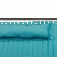 Teal Quilted Double Hammock with Pillow, Green Color, Material Polyester, Tree Hammock 4
